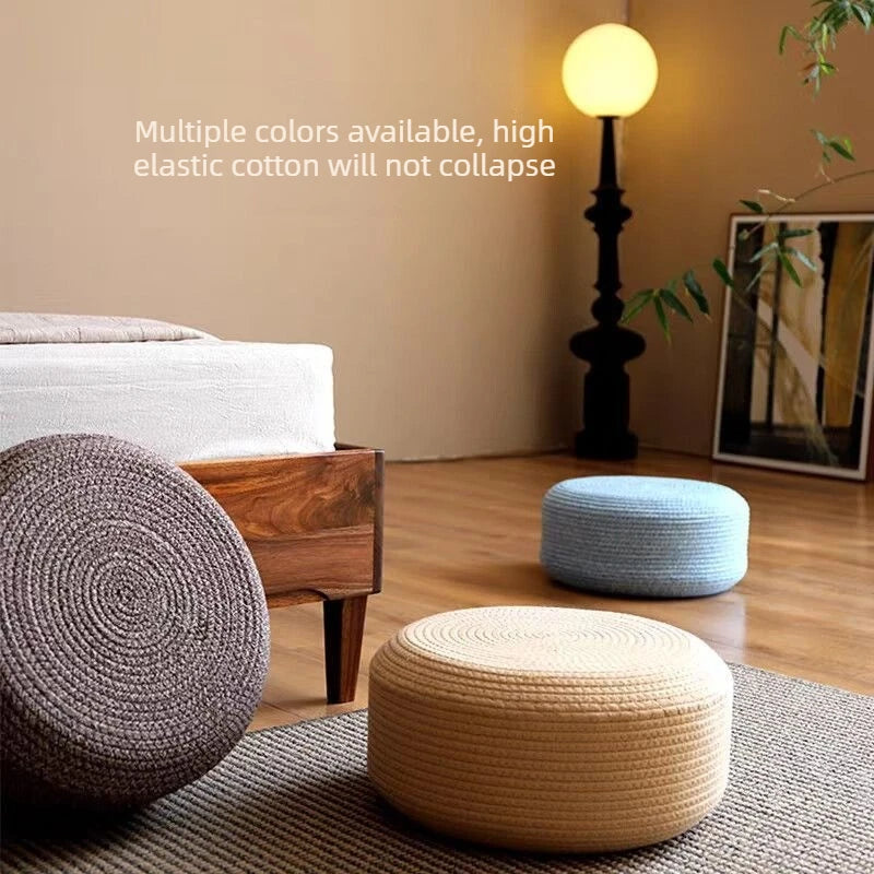 Coussin de Méditation Zafu Tressé — Pouf Déco Style Japonais