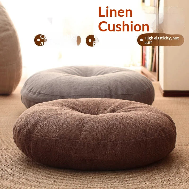 Coussin de Méditation Zafu en Lin Naturel — Posture & Confort