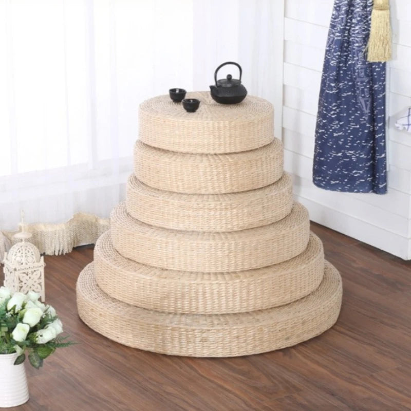Coussin de Méditation Zafu en Jonc Tressé — Naturel & Respirant
