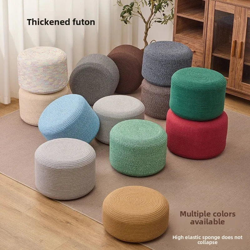 Coussin de Méditation Zafu Tressé — Pouf Déco Style Japonais