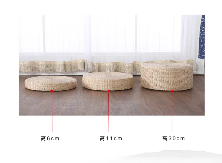 Coussin de Méditation Zafu en Jonc Tressé — Naturel & Respirant