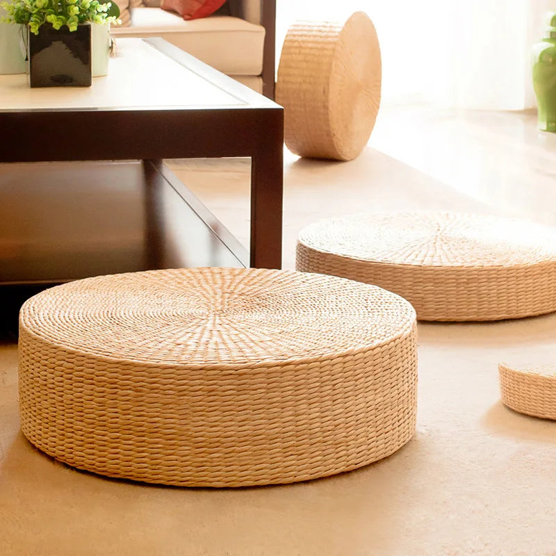 Coussin de Méditation Zafu en Jonc Tressé — Naturel & Respirant