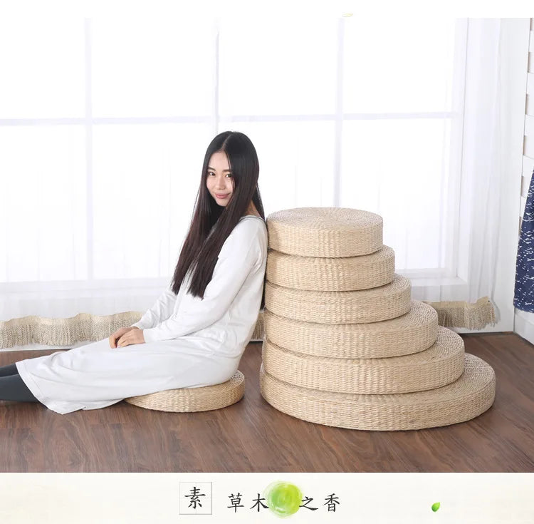 Coussin de Méditation Zafu en Jonc Tressé — Naturel & Respirant