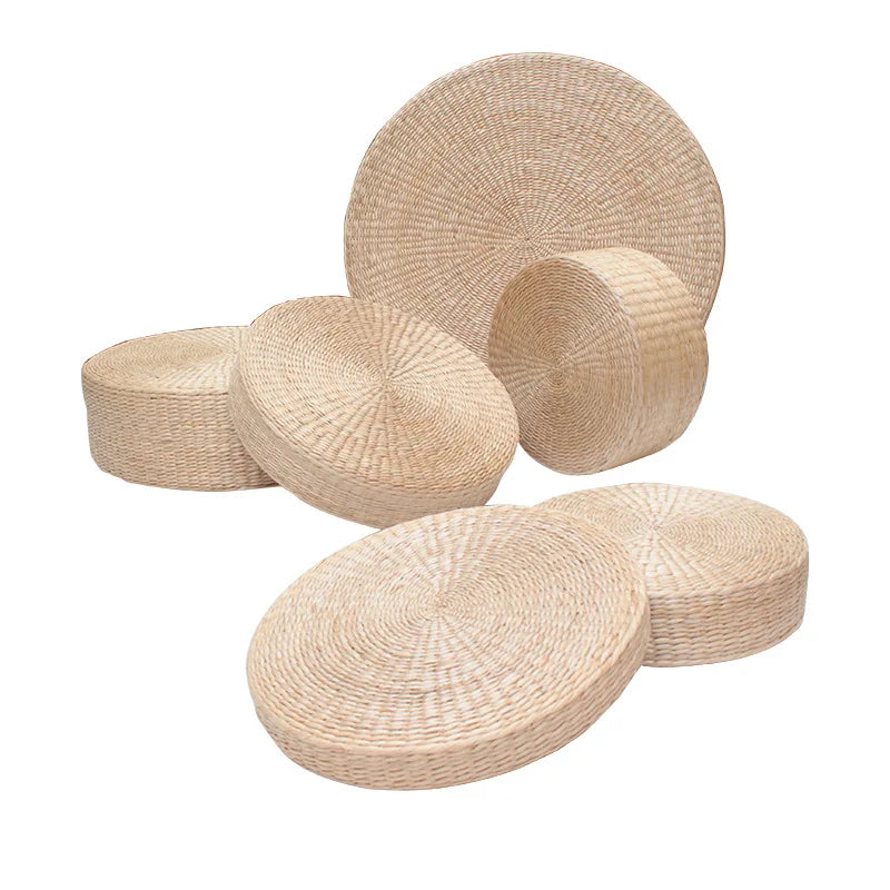 Coussin de Méditation Zafu en Jonc Tressé — Naturel & Respirant